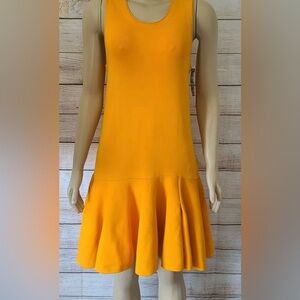 ISSA Design In London Flare Sleeveless Dress Yellow Mustard  NWT Size S